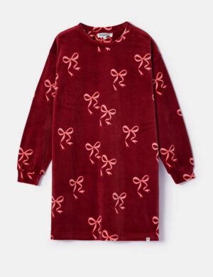 Meisjes robe, Bordeaux Strikkenprint, Pony