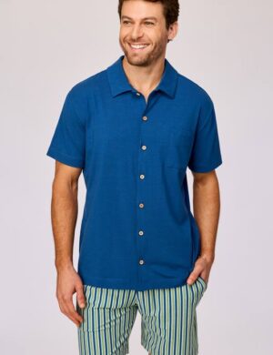 Pyjama kort, Effen donkerblauw